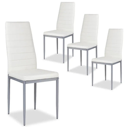 4 pcs PVC Leather Dining Side Chairs Elegant Design -White Costway