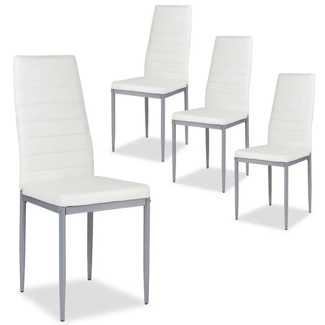 4 pcs PVC Leather Dining Side Chairs Elegant Design -White Costway