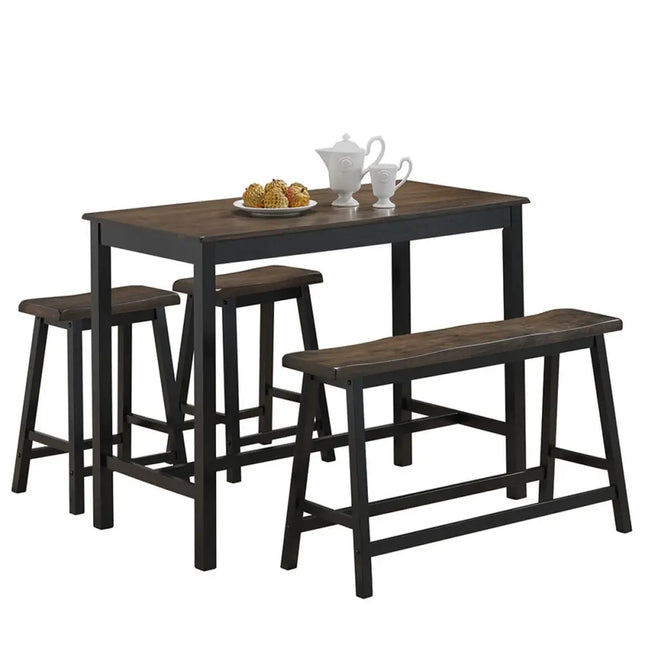 4 pcs Solid Wood Counter Height Dining Table Set-Gray - Gray - Dining Room Sets