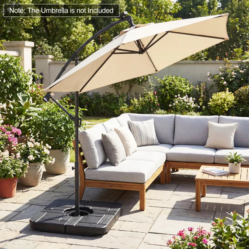 4-Piece 188 LBS Cantilever Offset Patio Umbrella Base-Black - Black - Outdoor Umbrella Bases