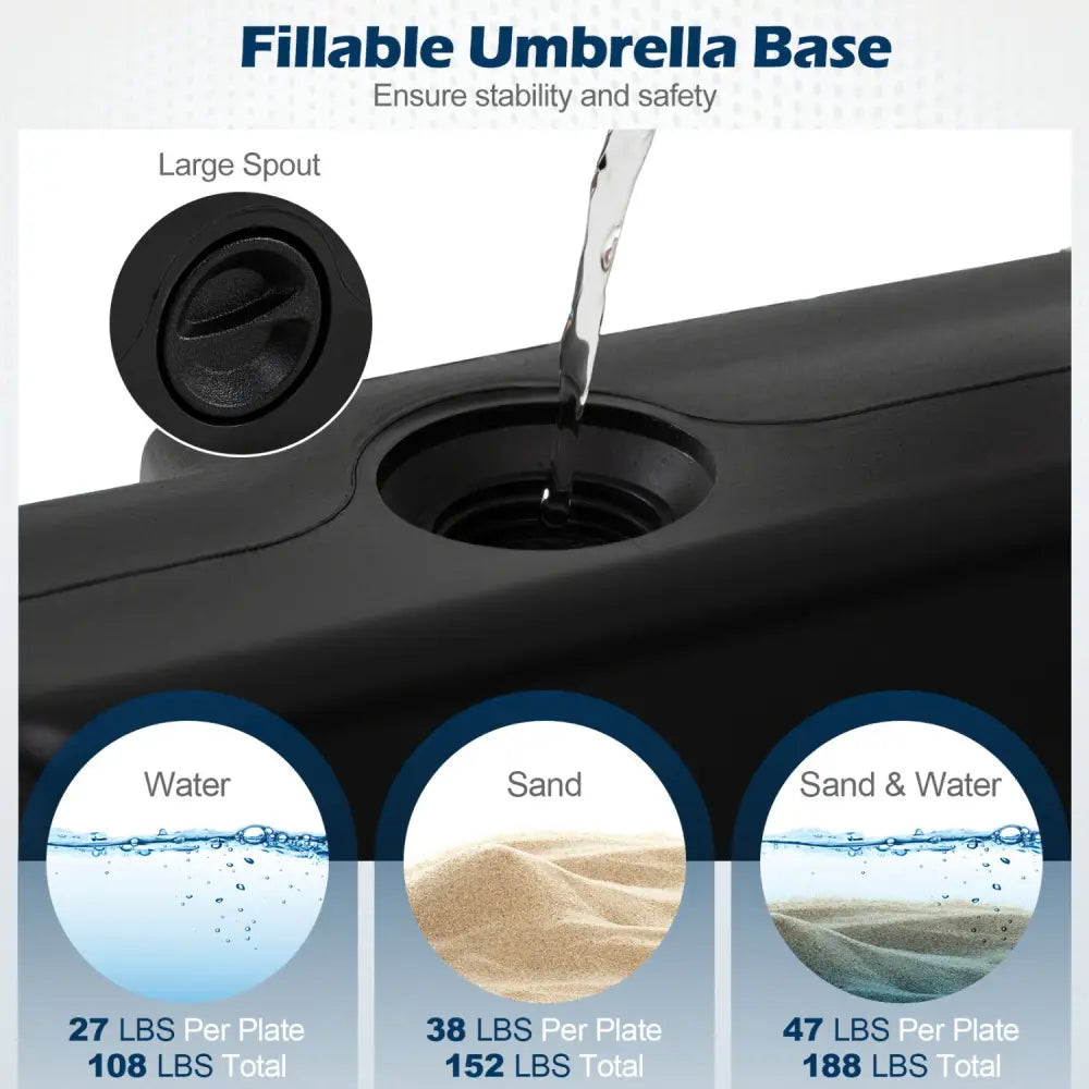 4-Piece 188 LBS Cantilever Offset Patio Umbrella Base-Black - Black - Outdoor Umbrella Bases