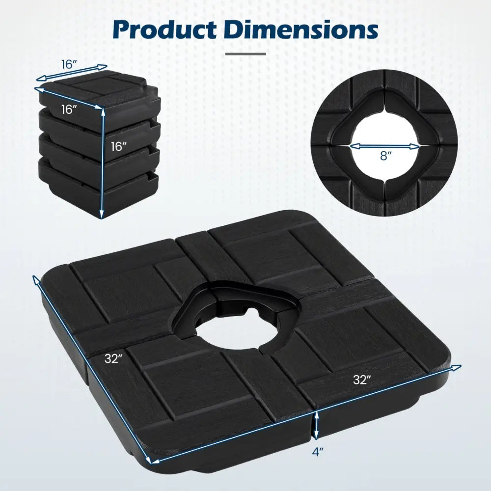 4-Piece 188 LBS Cantilever Offset Patio Umbrella Base-Black - Black - Outdoor Umbrella Bases