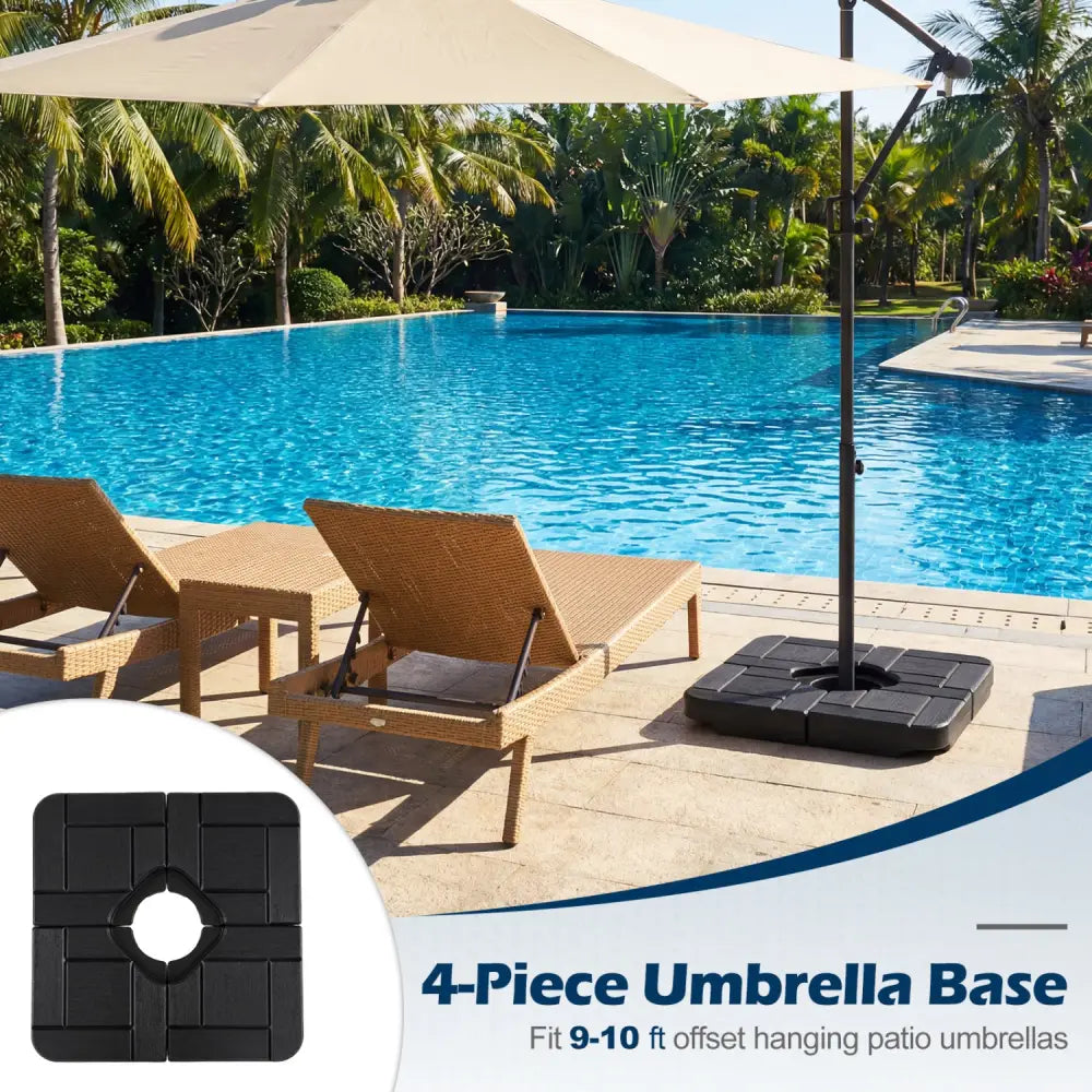 4-Piece 188 LBS Cantilever Offset Patio Umbrella Base-Black - Black - Outdoor Umbrella Bases