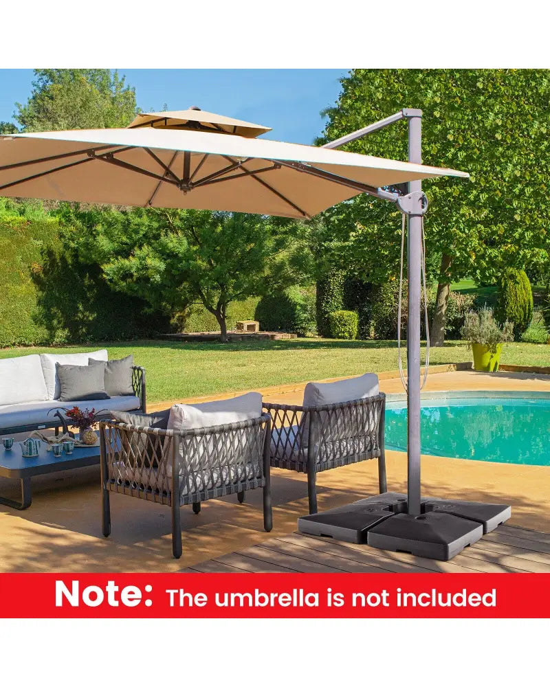 4-Piece 20L Cantilever Offset Patio Umbrella Base - Black - Outdoor Umbrella Bases