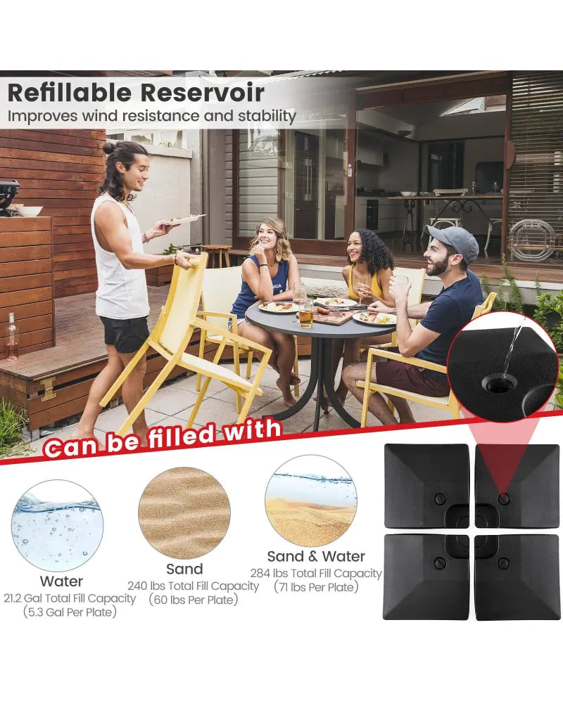 4-Piece 20L Cantilever Offset Patio Umbrella Base - Black - Outdoor Umbrella Bases