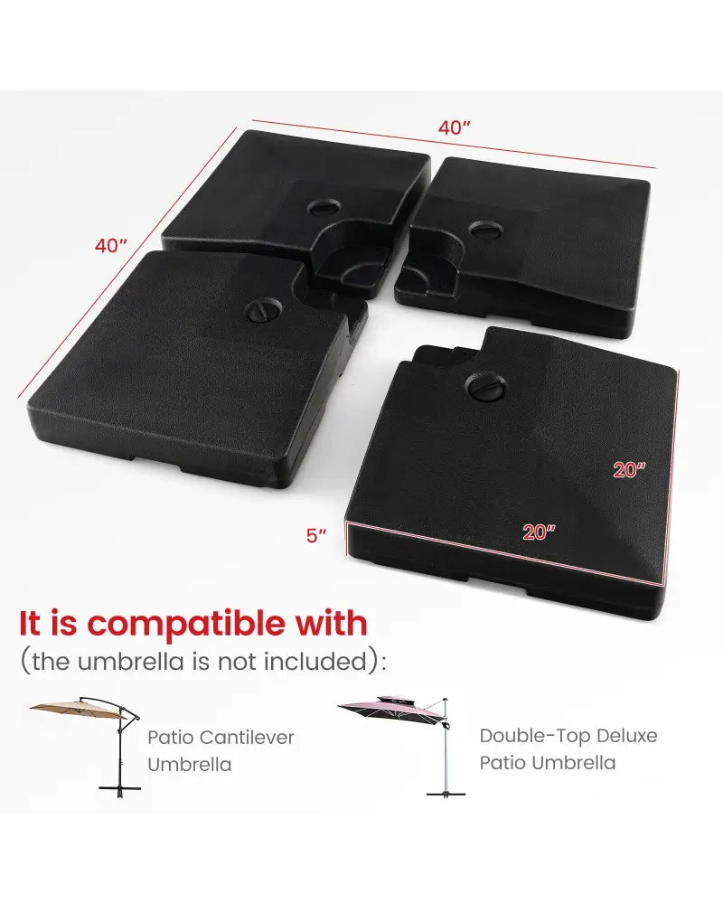 4-Piece 20L Cantilever Offset Patio Umbrella Base - Black - Outdoor Umbrella Bases