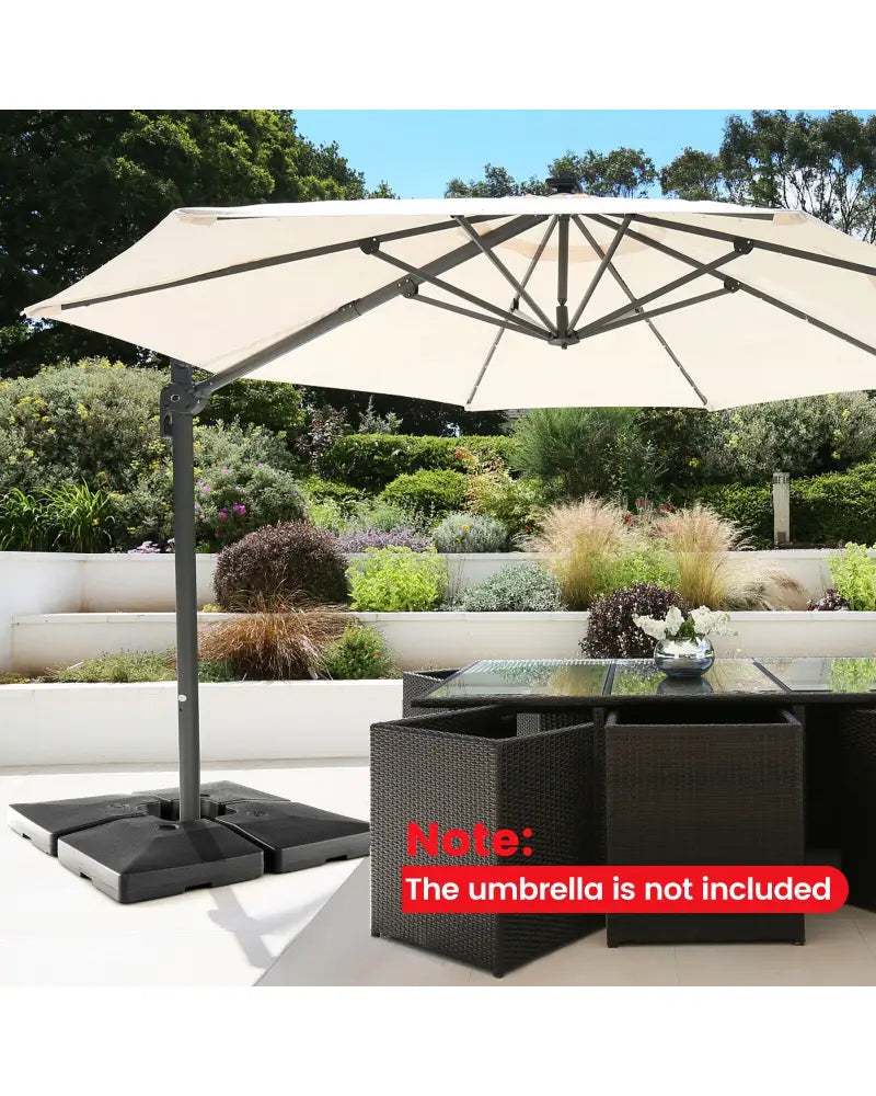 4-Piece 20L Cantilever Offset Patio Umbrella Base - Black - Outdoor Umbrella Bases
