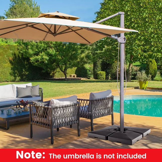 4-Piece 20L Cantilever Offset Patio Umbrella Base - Black - Outdoor Umbrella Bases