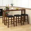4-Piece Bar Table Set Counter-Height Table and 3 PVC Leather Upholstered Bar Stools-Brown - Brown - Dining Room Sets