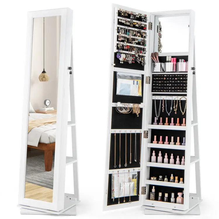 4-Piece Bedroom Furniture Set with Twin Size Bed Frame Entryway Bench Vanity Desk and Jewelry Armoire - Bedroom
