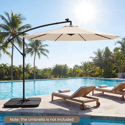 4-Piece Cantilever Offset Base 164 LBS Heavy-Duty Square with U-Locking Pins-Black - Black - Outdoor Umbrella Bases