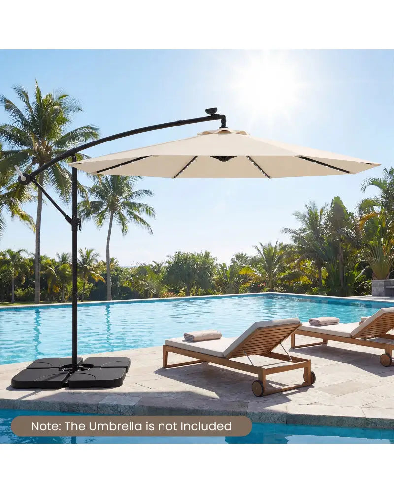 4-Piece Cantilever Offset Base 164 LBS Heavy-Duty Square with U-Locking Pins-Black - Black - Outdoor Umbrella Bases