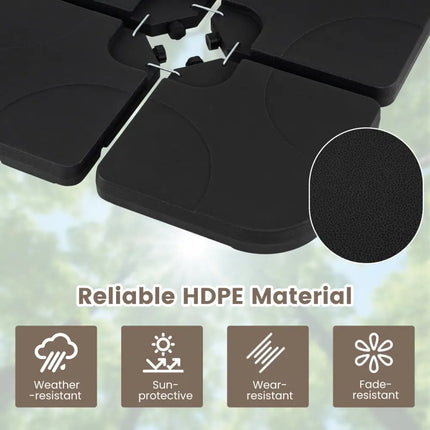 4-Piece Cantilever Offset Base 164 LBS Heavy-Duty Square with U-Locking Pins-Black - Black - Outdoor Umbrella Bases