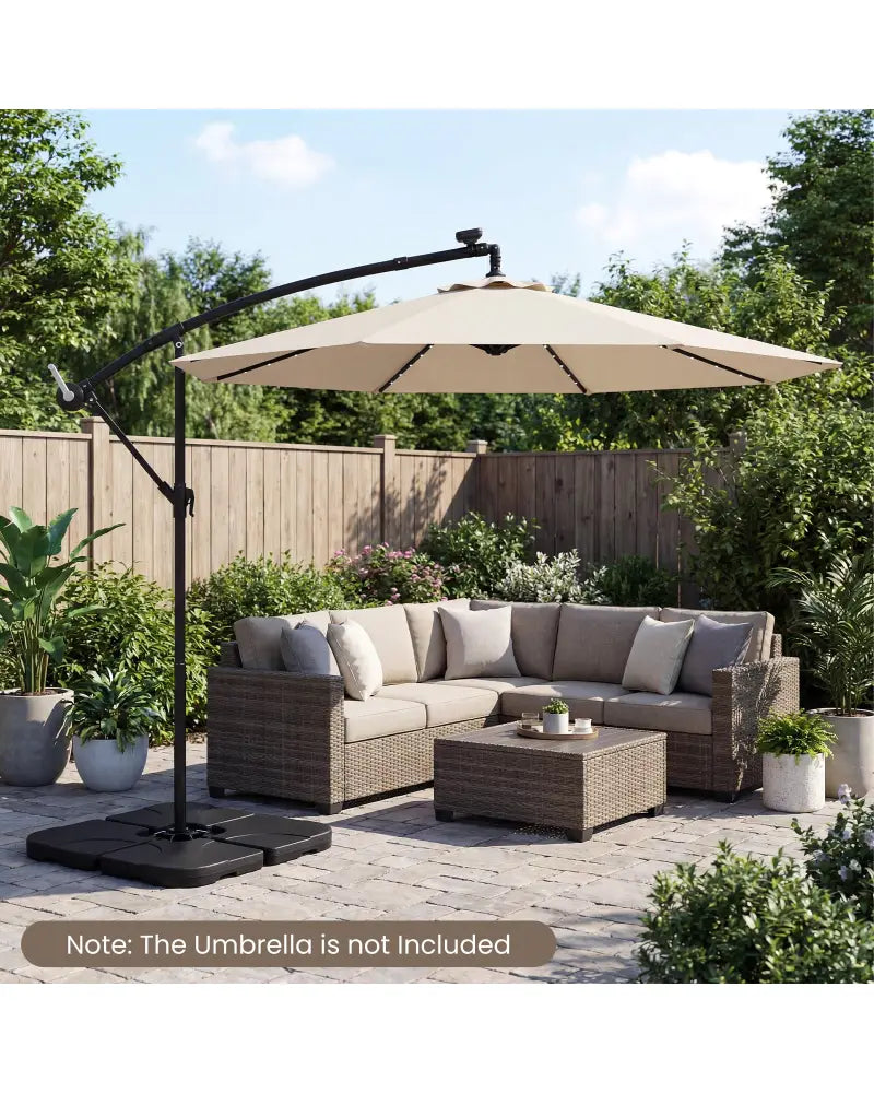 4-Piece Cantilever Offset Base 164 LBS Heavy-Duty Square with U-Locking Pins-Black - Black - Outdoor Umbrella Bases
