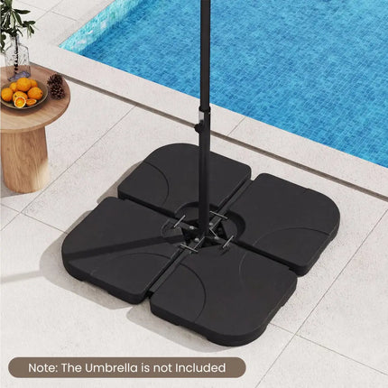 4-Piece Cantilever Offset Base 164 LBS Heavy-Duty Square with U-Locking Pins-Black - Black - Outdoor Umbrella Bases