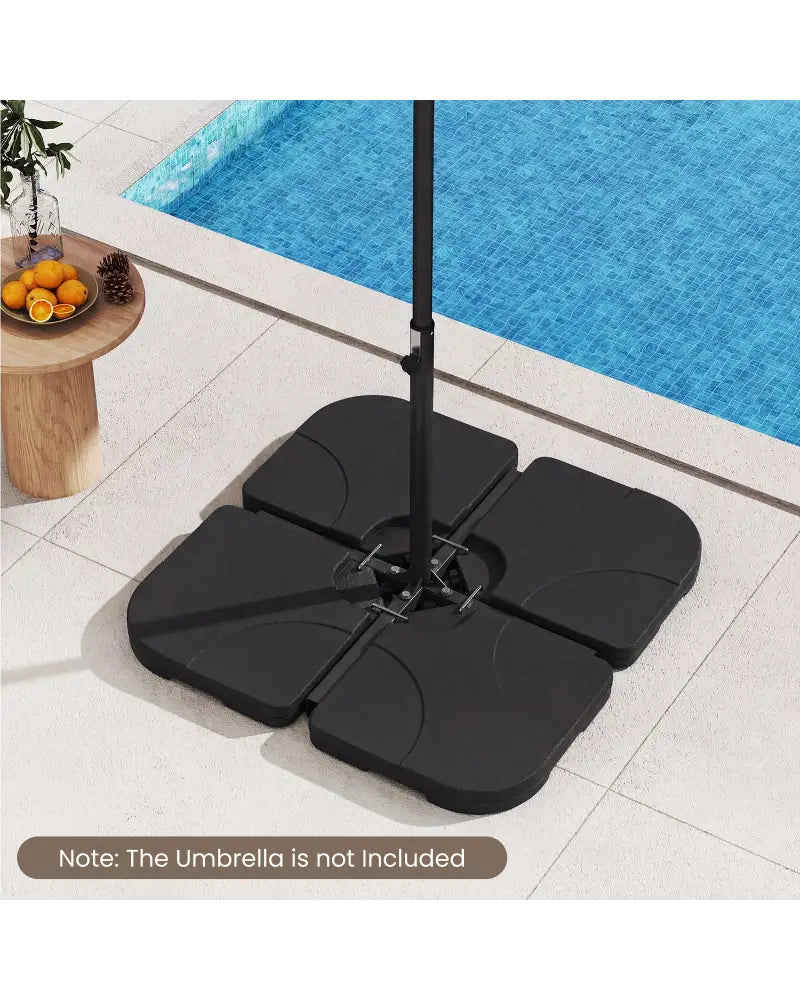 4-Piece Cantilever Offset Base 164 LBS Heavy-Duty Square with U-Locking Pins-Black - Black - Outdoor Umbrella Bases