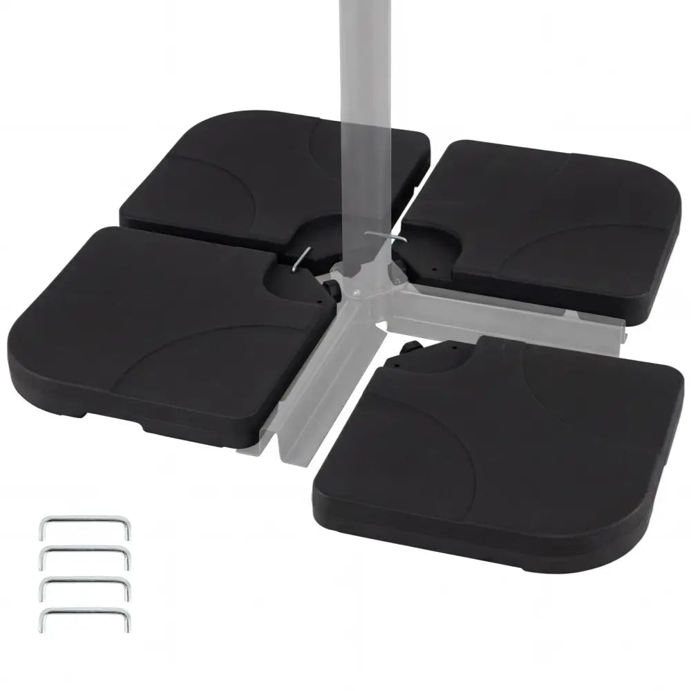 4-Piece Cantilever Offset Base 164 LBS Heavy-Duty Square with U-Locking Pins-Black - Black - Outdoor Umbrella Bases