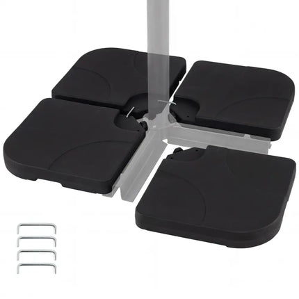 4-Piece Cantilever Offset Base 164 LBS Heavy-Duty Square with U-Locking Pins-Black - Black - Outdoor Umbrella Bases