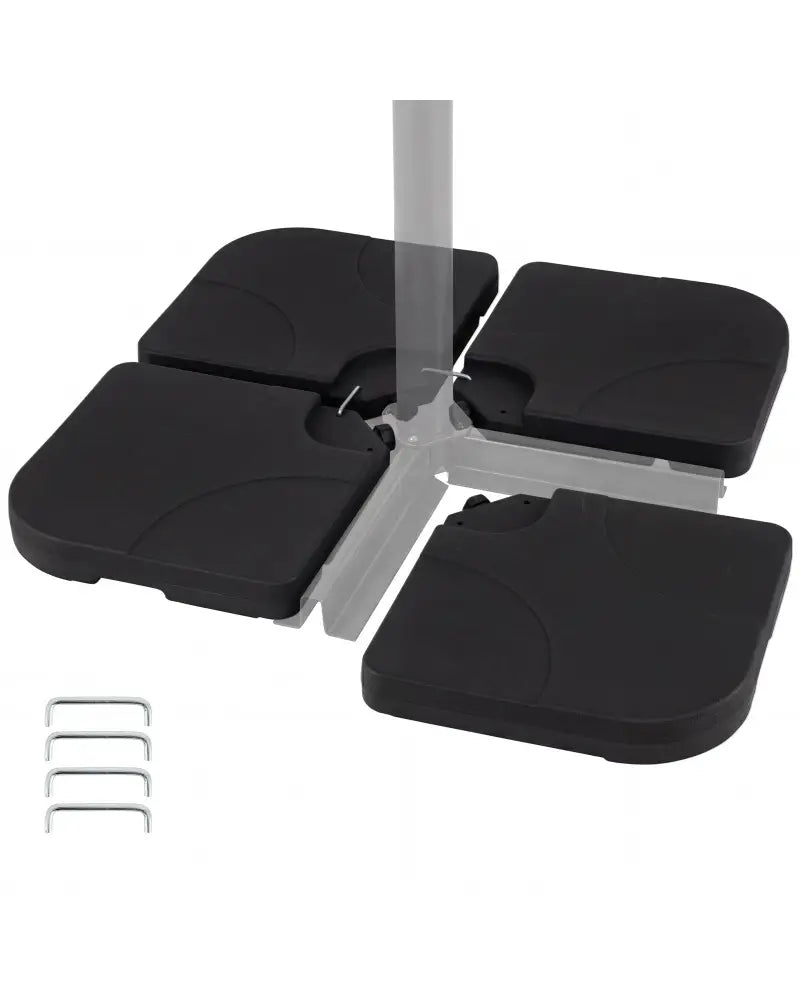 4-Piece Cantilever Offset Base 164 LBS Heavy-Duty Square with U-Locking Pins-Black - Black - Outdoor Umbrella Bases
