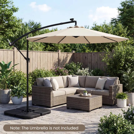 4-Piece Cantilever Offset Base 164 LBS Heavy-Duty Square with U-Locking Pins-Black - Black - Outdoor Umbrella Bases