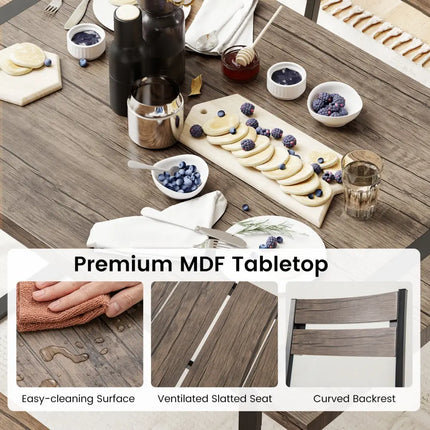 4-Piece Dining Table Set for 4 with 1 Bench and 2 Chairs-Gray Costway