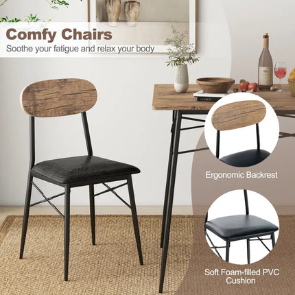 4 Piece Dining Table Set with Bench and 2 Chairs-Brown Costway