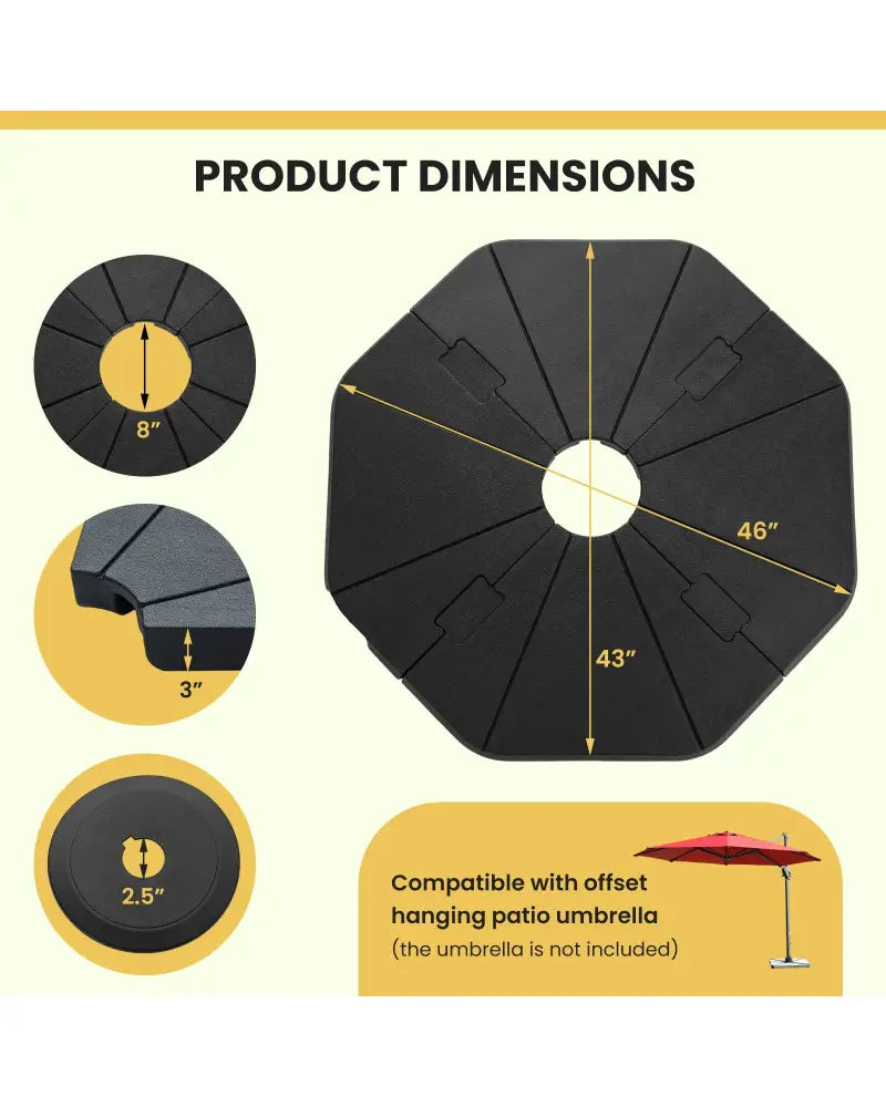 4-Piece Fillable Umbrella Base Stand for Garden Yard Poolside - Black - Outdoor Umbrella Bases