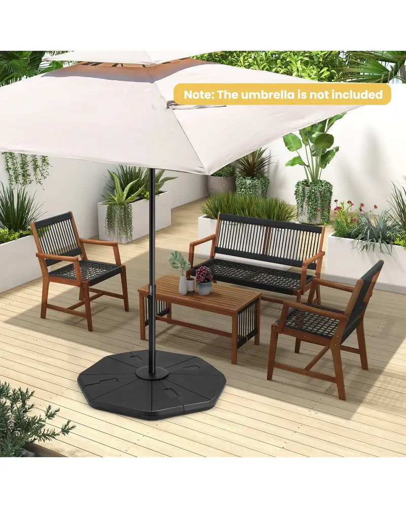 4-Piece Fillable Umbrella Base Stand for Garden Yard Poolside - Black - Outdoor Umbrella Bases