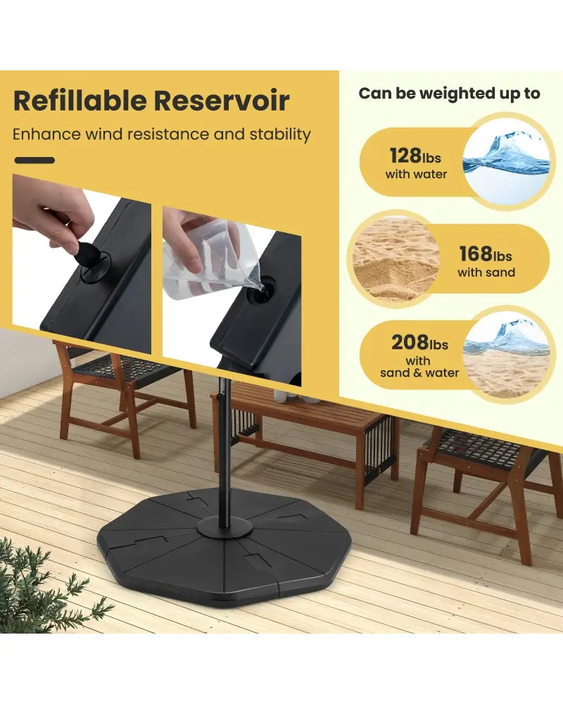 4-Piece Fillable Umbrella Base Stand for Garden Yard Poolside - Black - Outdoor Umbrella Bases