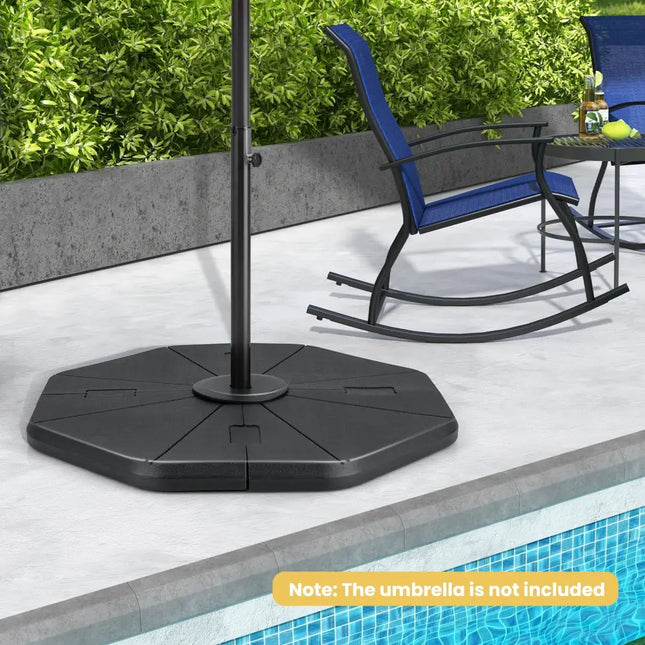 4-Piece Fillable Umbrella Base Stand for Garden Yard Poolside - Black - Outdoor Umbrella Bases