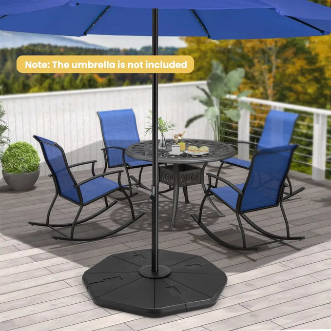 4-Piece Fillable Umbrella Base Stand for Garden Yard Poolside - Black - Outdoor Umbrella Bases