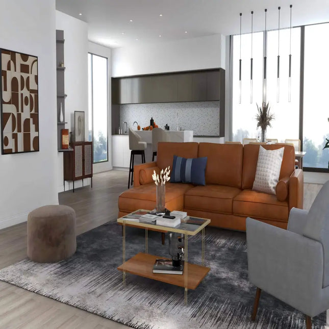 4-Piece Home Furniture Set with 2 Swivel Bar Stools  Kitchen Sideboard  Sectional Sofa & Glass Coffee Table Costway