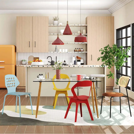 4-Piece Modern Dining Set with Chairs Bar Stools Dresser and Glass Dining Table Costway
