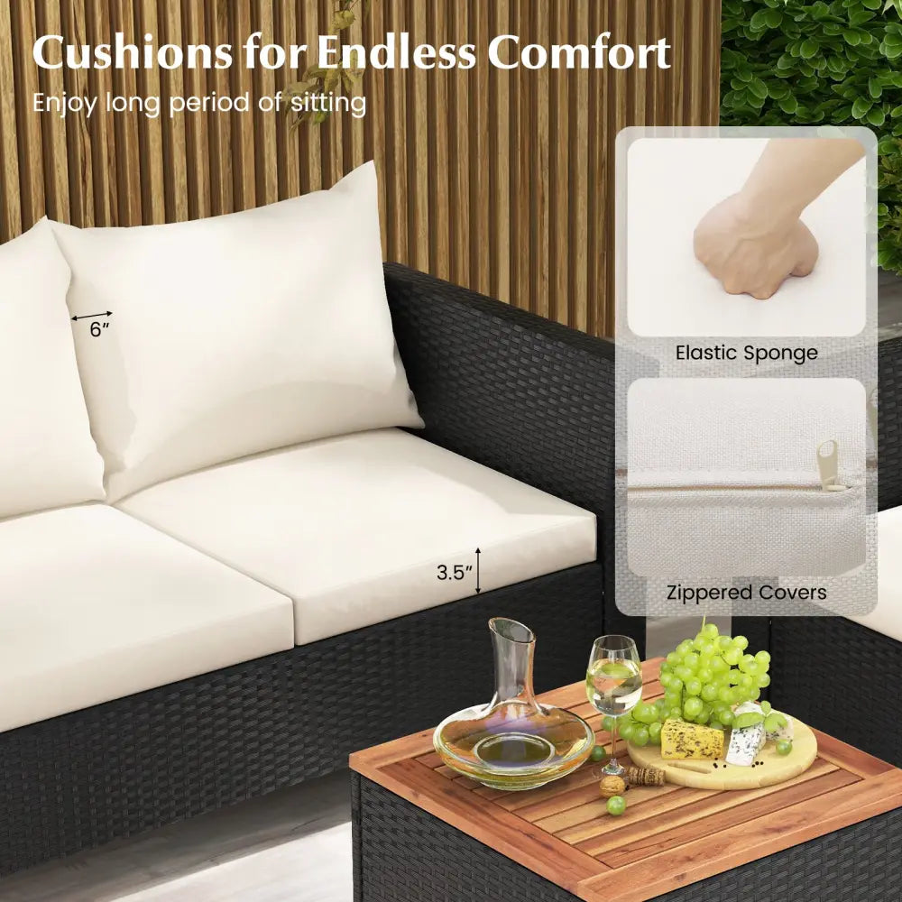 4 Piece Outdoor Conversation Set with Storage Coffee Table-White - White - Patio Furniture Sets