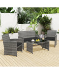 4 Piece Patio Conversation Set Rattan Chair Loveseat and Table Set-Black - Black - Patio Conversation Sets