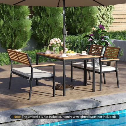 4-Piece Patio Furniture Set Outdoor Dining Chair Set-White - White - Patio Dining Sets