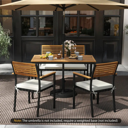 4-Piece Patio Furniture Set Outdoor Dining Chair Set-White - White - Patio Dining Sets