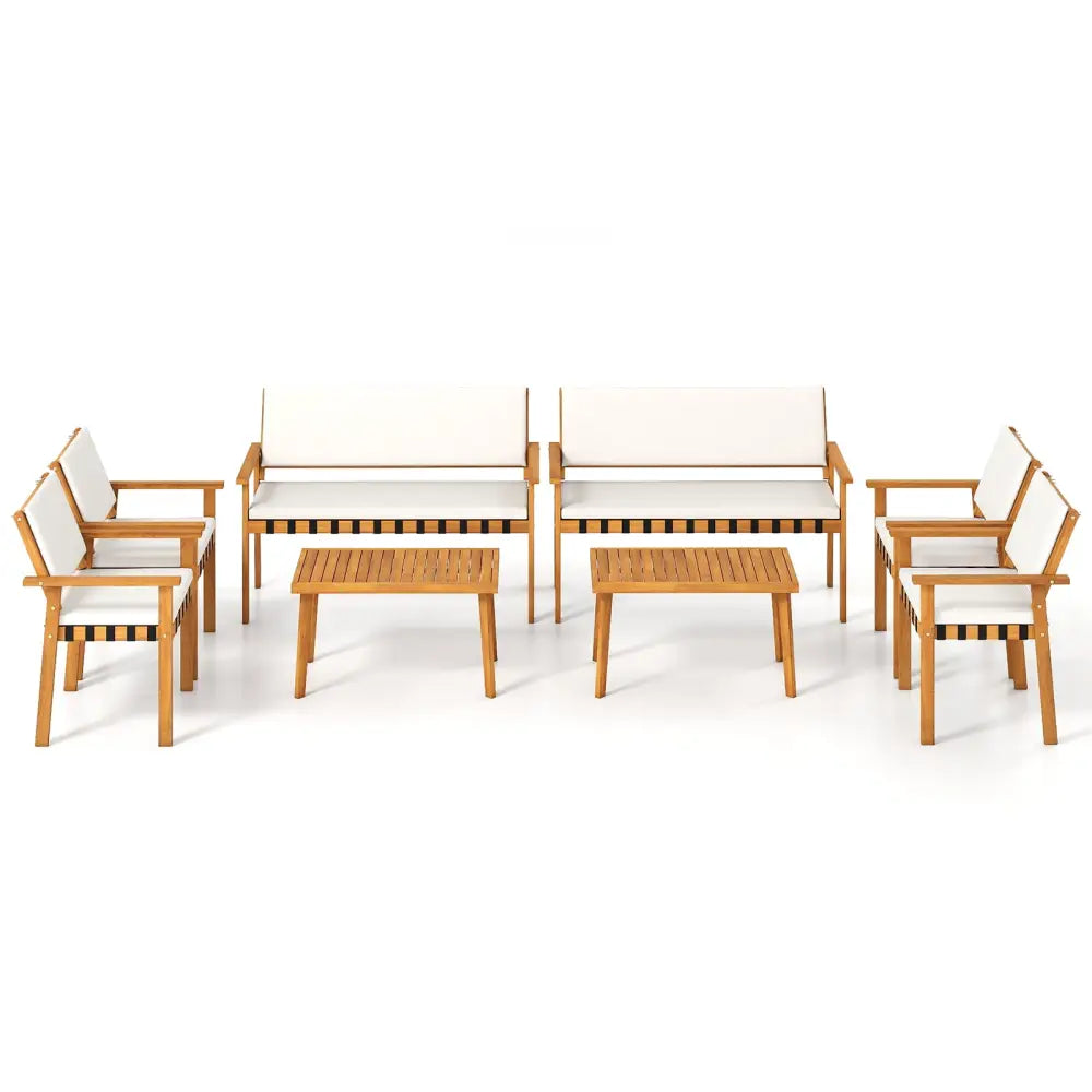 4 Piece Patio Furniture Set with Coffee Table for Backyard and Garden-White - White - Patio Conversation Sets