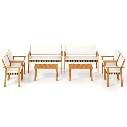 4 Piece Patio Furniture Set with Coffee Table for Backyard and Garden-White - White - Patio Conversation Sets
