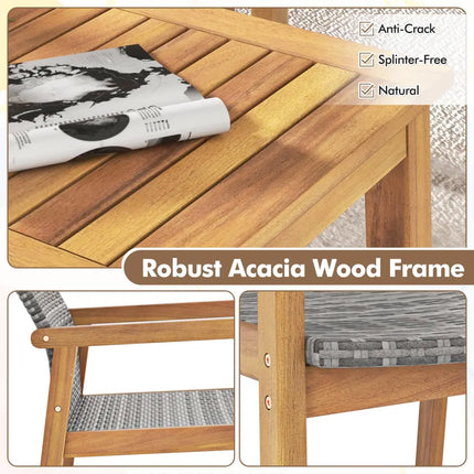 4-Piece Patio Furniture Set with Loveseat Single Chairs and Coffee Table - Natural - Patio Conversation Sets