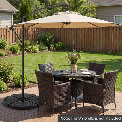 4-Piece Patio Market Umbrella Base 140 LBS Heavy-Duty with U-Locking Pins-Black - Black - Outdoor Umbrella Bases
