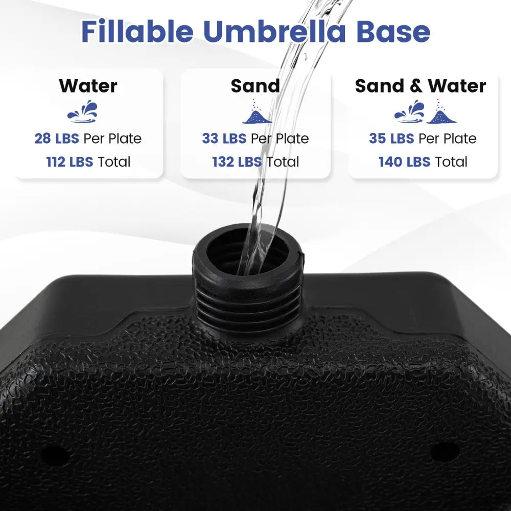 4-Piece Patio Market Umbrella Base 140 LBS Heavy-Duty with U-Locking Pins-Black - Black - Outdoor Umbrella Bases