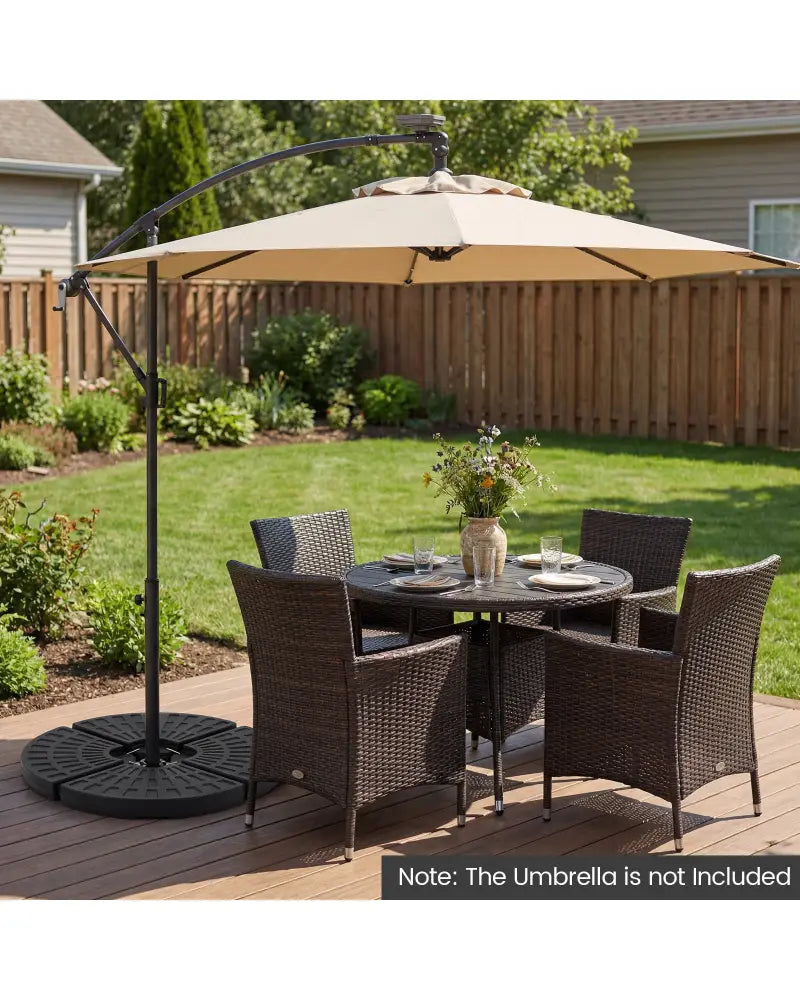 4-Piece Patio Market Umbrella Base 140 LBS Heavy-Duty with U-Locking Pins-Black - Black - Outdoor Umbrella Bases