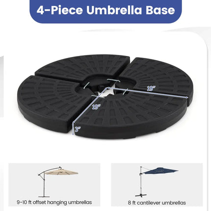 4-Piece Patio Market Umbrella Base 140 LBS Heavy-Duty with U-Locking Pins-Black - Black - Outdoor Umbrella Bases
