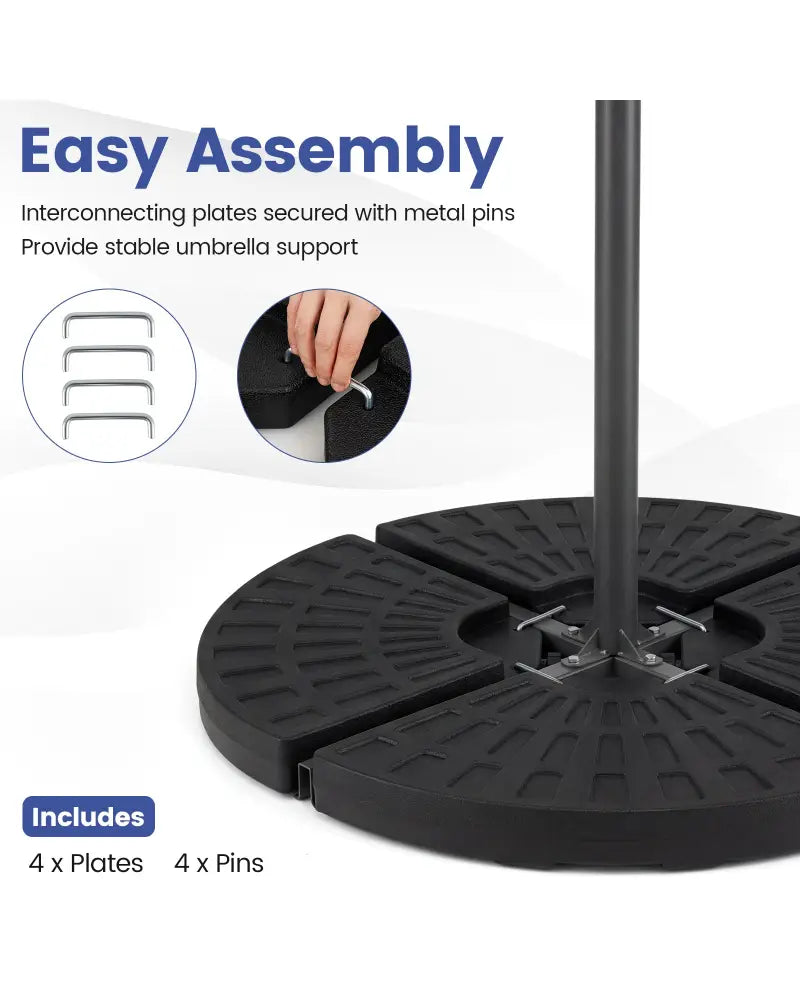 4-Piece Patio Market Umbrella Base 140 LBS Heavy-Duty with U-Locking Pins-Black - Black - Outdoor Umbrella Bases