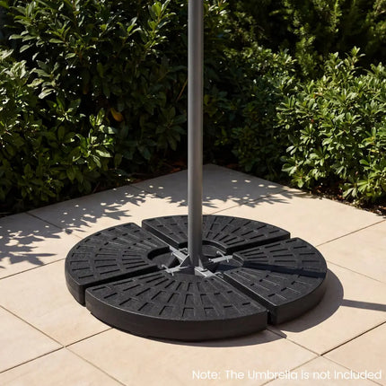 4-Piece Patio Market Umbrella Base 140 LBS Heavy-Duty with U-Locking Pins-Black - Black - Outdoor Umbrella Bases