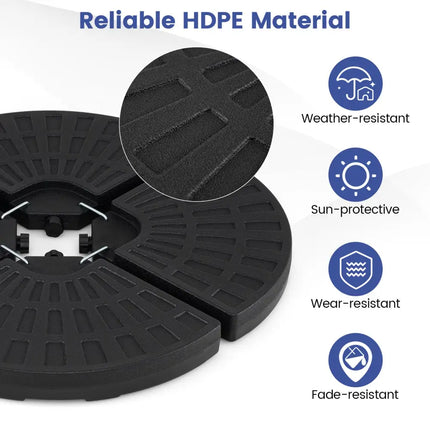 4-Piece Patio Market Umbrella Base 140 LBS Heavy-Duty with U-Locking Pins-Black - Black - Outdoor Umbrella Bases