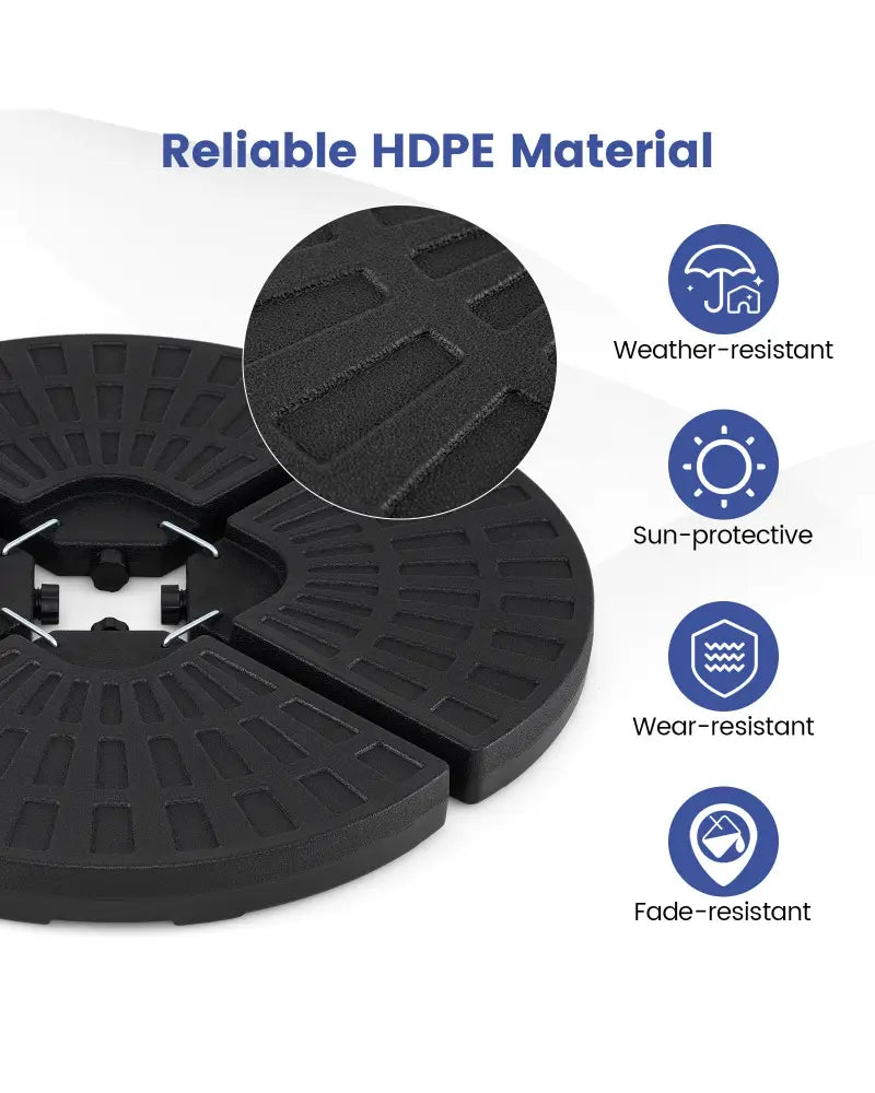 4-Piece Patio Market Umbrella Base 140 LBS Heavy-Duty with U-Locking Pins-Black - Black - Outdoor Umbrella Bases