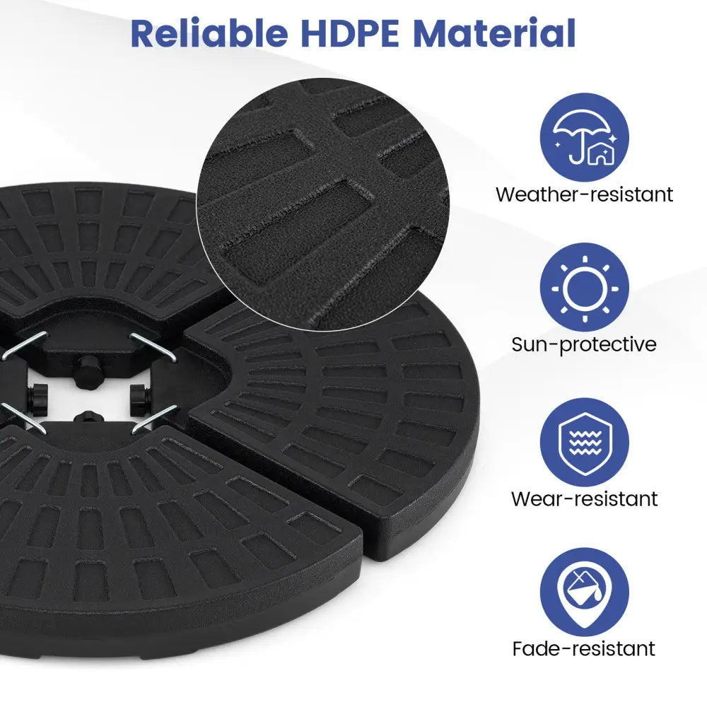 4-Piece Patio Market Umbrella Base 140 LBS Heavy-Duty with U-Locking Pins-Black - Black - Outdoor Umbrella Bases