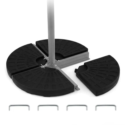 4-Piece Patio Market Umbrella Base 140 LBS Heavy-Duty with U-Locking Pins-Black - Black - Outdoor Umbrella Bases